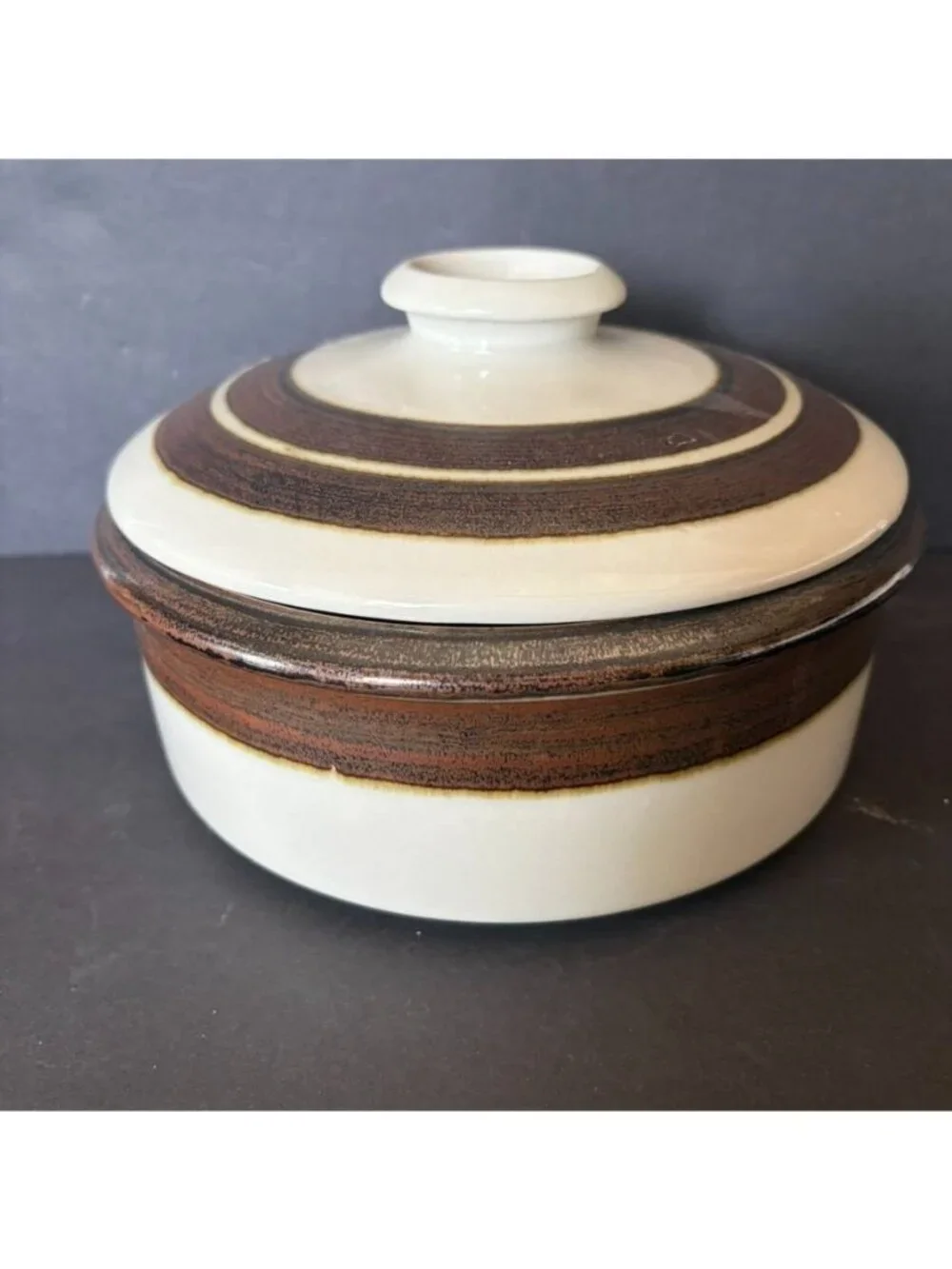 Vtg Arabia Finland Stoneware Covered Casserole Dish 8.75